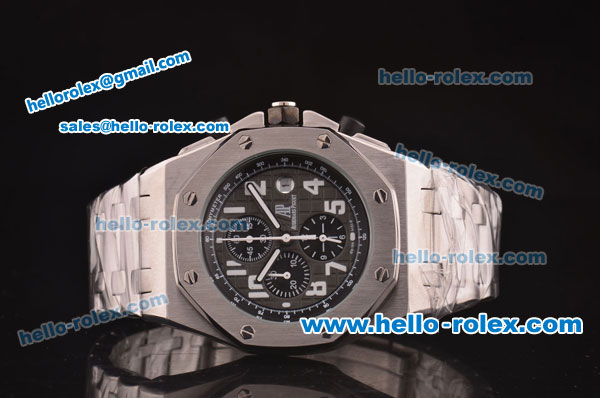 Audemars Piguet Royal Oak Offshore Chronograph Miyota Quartz Steel Case and Bracelet with Grey Dial - Click Image to Close